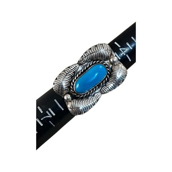 Vintage Turquoise Ring, Sterling Silver Native American Ring Sz 5.5 and 6.5 - Picture 10 of 12